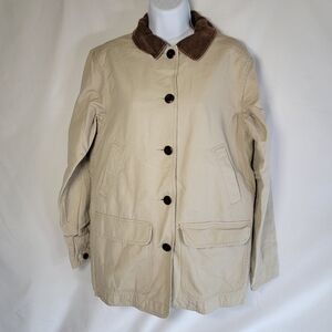 Vintage LL BEAN Flannel Lined Barn Chore Coat Jacket Light Tan Beige Womens S